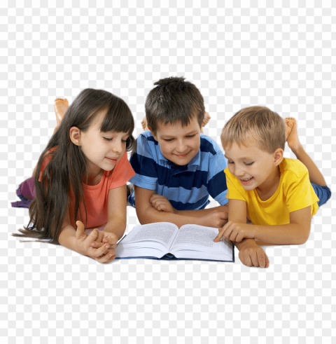 children reading Transparent Background PNG Isolated Illustration
