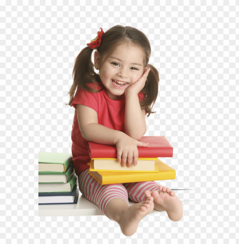 Children Reading Transparent Background PNG Isolated Item