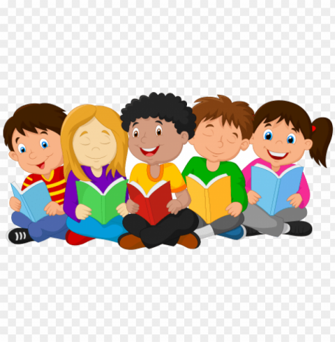 children reading Transparent Background PNG Isolation