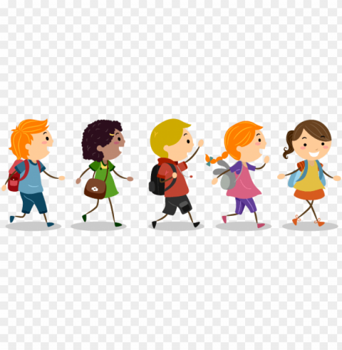 children walking PNG Graphic with Clear Isolation