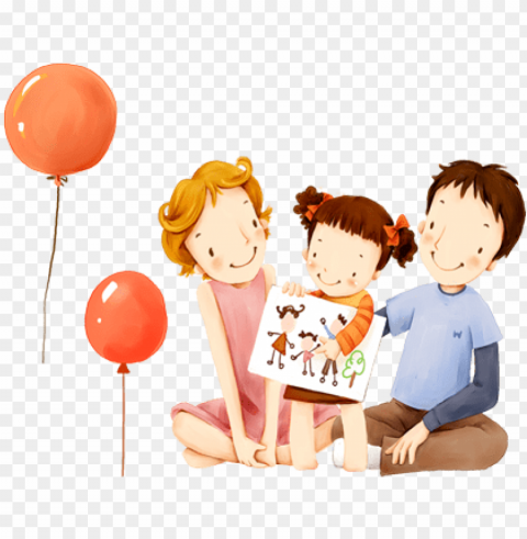 children's illustration of mother day and family love - family drawing PNG images without licensing