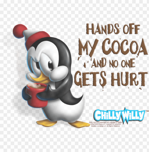 chilly willy hands off men's regular fit t-shirt - chilly willy cartoon hands off my cocoa licensed women's Transparent Background Isolated PNG Art