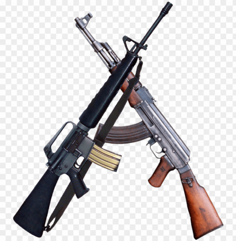 chinese assault rifle - ak 47 y m16 PNG Isolated Illustration with Clear Background
