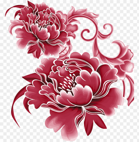 chinese flower pattern Transparent PNG graphics assortment