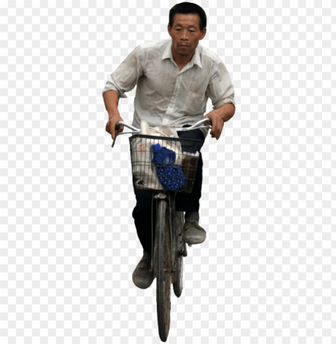 chinese man riding bicycle source - cycle riding front PNG Isolated Design Element with Clarity