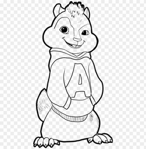 chipmunk drawing alvin - alvin the chipmunk coloring pages PNG Image Isolated on Transparent Backdrop