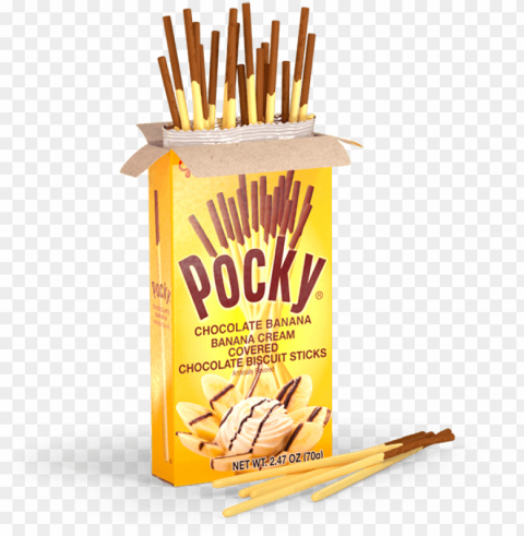 chocolate banana flavor - glico pocky chocolate biscuit sticks banana cream PNG Graphic Isolated on Transparent Background