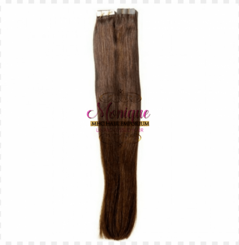 chocolate brown tape-in extensions - lace wi Transparent background PNG stock