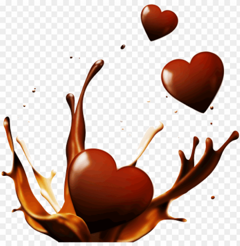 chocolate splash hearts - liquid chocolate splash Isolated Graphic with Transparent Background PNG