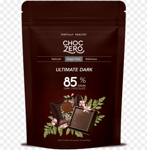 choczero premium 85% dark chocolate squares Transparent Background Isolated PNG Design Element