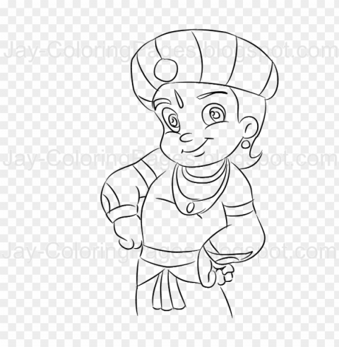 chota bheem coloring page line art by jay - chhota cartoon drawing bheem PNG images without BG