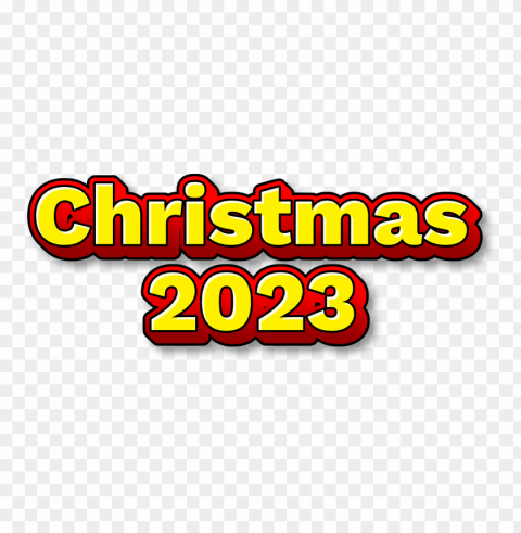 christmas 2023 with yellow and red superhero text PNG Image with Clear Background Isolated