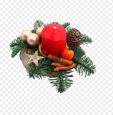 christmas candle table decoration Transparent Background Isolated PNG Item