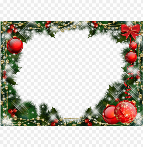 christmas frame balls mistletoe Transparent Background PNG Isolated Design