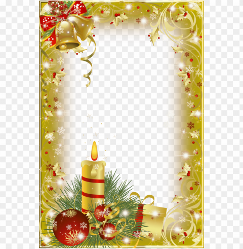 christmas frame gold candle Transparent Background PNG Isolated Icon