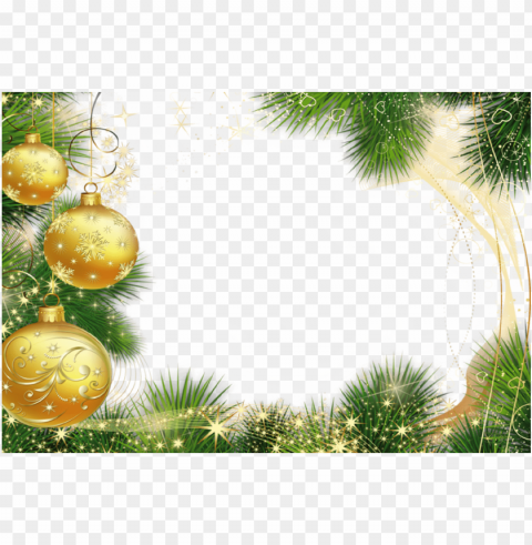 christmas frame golden balls Transparent Background PNG Isolated Illustration