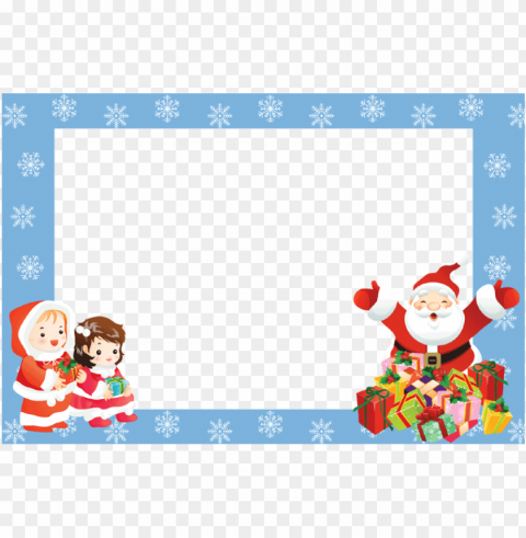 christmas frame santa claus kids Transparent Background PNG Isolated Item