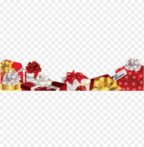 christmas gifts footer Transparent background PNG stock