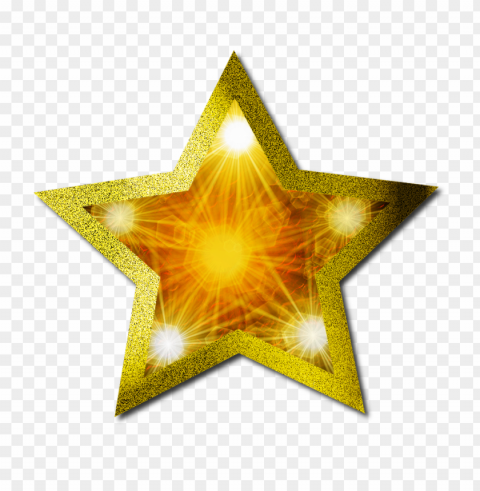 christmas gold star light effect glitter border Isolated Object with Transparent Background PNG