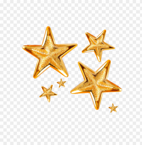 christmas gold stars thumbnail effect 3d Isolated PNG Element with Clear Transparency