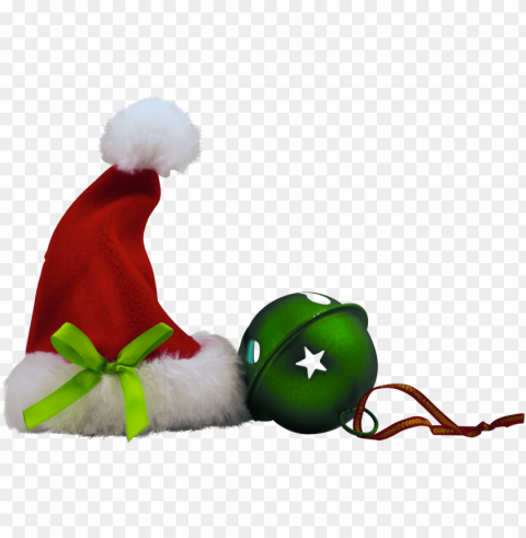 christmas hat and bell Transparent Cutout PNG Isolated Element