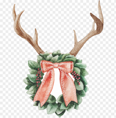 Christmas Watercolor antlers PNG picture