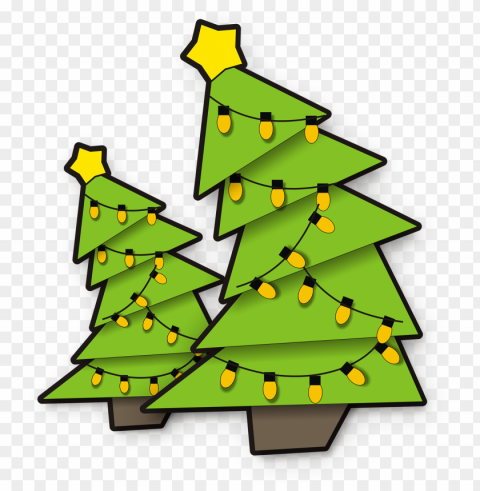 Christmas Trees With Lighting Transparent PNG Images Pack