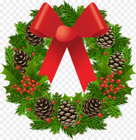 Christmas Wreath With Ribbon Transparent PNG Images With High Resolution