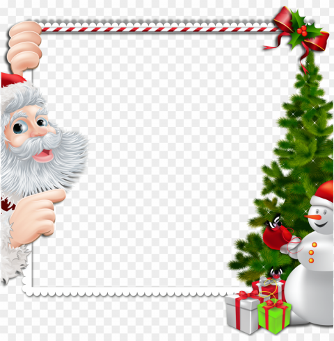 chritstmas frame santa claus snowman PNG images for personal projects