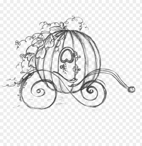 cinderella carriage drawing pumpkin sketch - cinderella pumpkin carriage sketch Transparent PNG Isolated Object