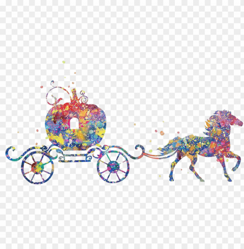 cinderella pumpkin watercolor painting poster - cinderella pumpkin carriage watercolor PNG Image with Isolated Transparency