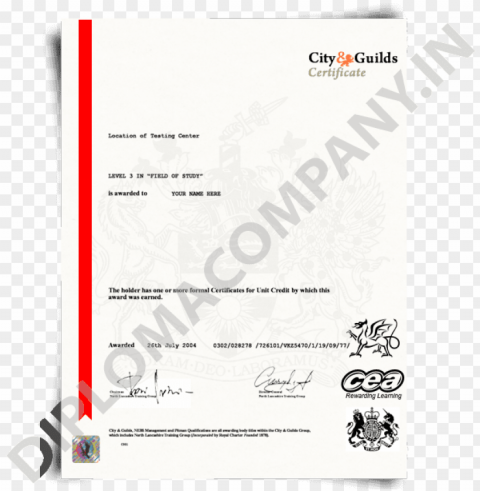 city guilds certificate template fake city and guilds - fake city and guilds certificate Clean Background Isolated PNG Design
