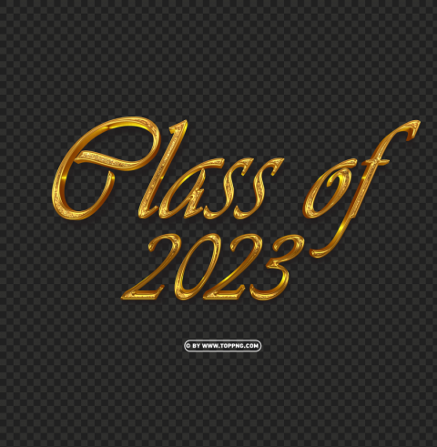 class of 2023 with 3d gold style Isolated Character in Clear Background PNG
