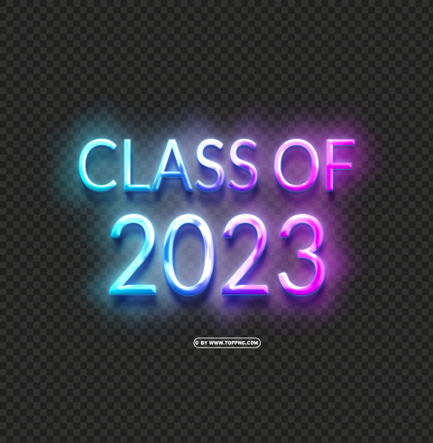 class of 2023 png with neon light Isolated Artwork on Transparent Background