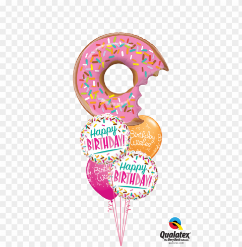 classic balloon bouquet party fever - birthday donut clip art Isolated Artwork on Transparent Background