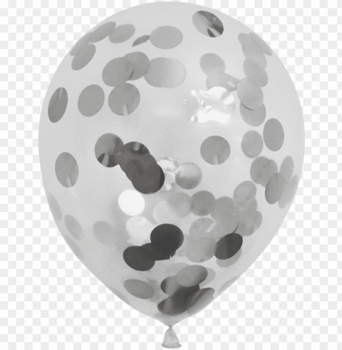 clear balloons with silver confetti - silver confetti balloo HighQuality PNG Isolated on Transparent Background