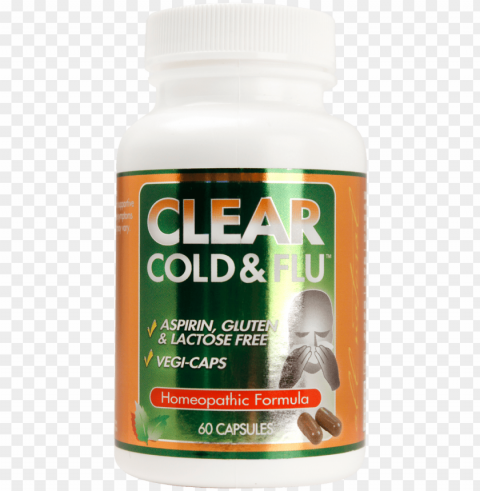 clear cold & flu 60 capsule bottle - reptile Isolated Item on HighQuality PNG