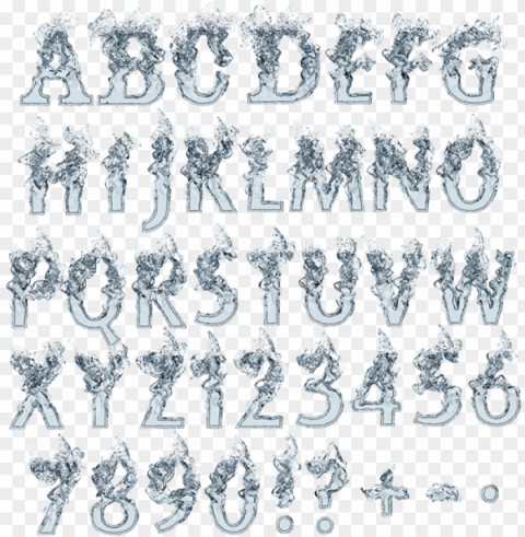 clear water white font - water alphabet Isolated Object in HighQuality Transparent PNG