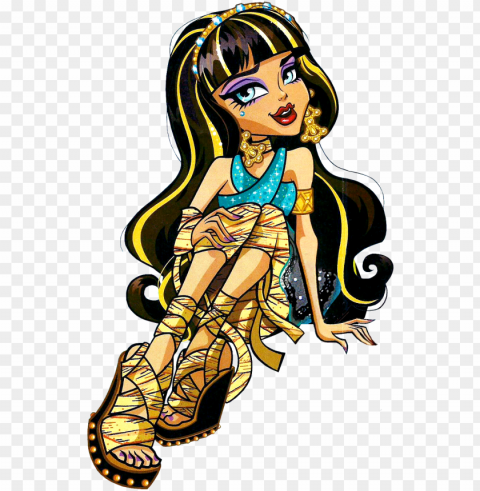 cleo de nile is the daughter of the mummy - monster high cleo de nile cartoon fan art PNG with no cost