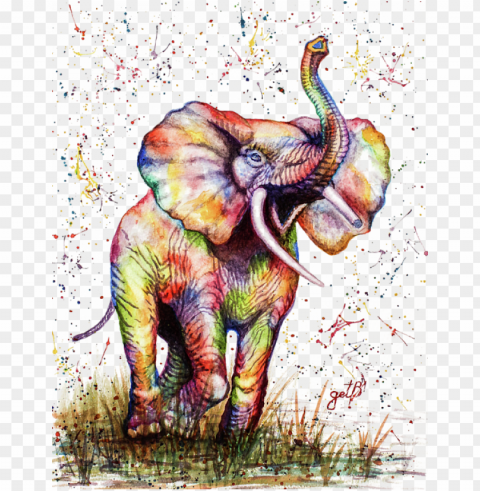 Click And Drag To Re-position The Image If Desired - Colorful Watercolor Elephant Painti Transparent Graphics