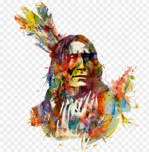 click and drag to re-position the image if desired - indian chief watercolor Transparent graphics