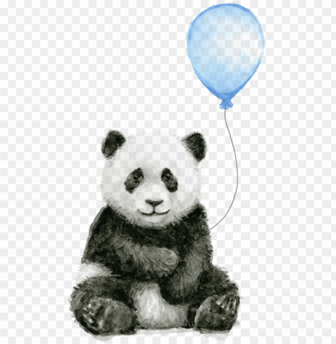 click and drag to re-position the image if desired - panda watercolor Clear Background PNG with Isolation