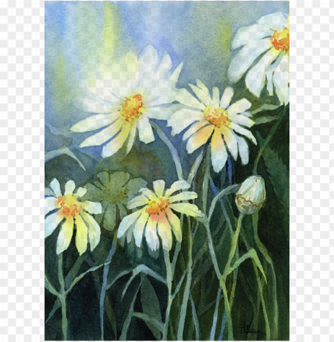 click and drag to re-position the image if desired - watercolor daisy flower painti Isolated Graphic on HighResolution Transparent PNG