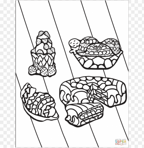 click the zentangle desserts coloring pages to view - line art PNG with clear transparency