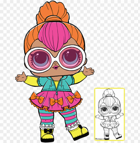click to download coloring sheet lol dolls doll party - lol surprise doll printables PNG files with clear background