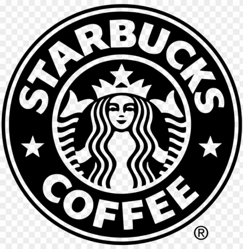 clients - - starbucks logo black and white Transparent Background PNG Isolated Art