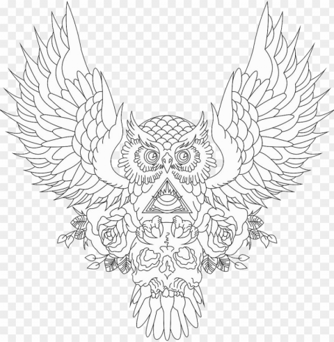 clip art drawing tattoo pinterest tattoos - owl and skull tattoo outline High-resolution transparent PNG images assortment