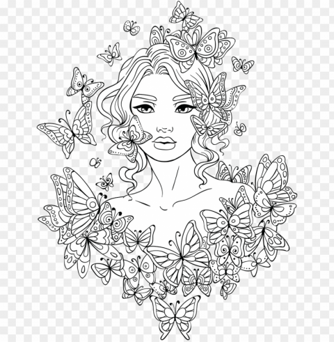 clip art library library amazon drawing coloring page - girl coloring pages for adults Transparent Background PNG Isolated Graphic
