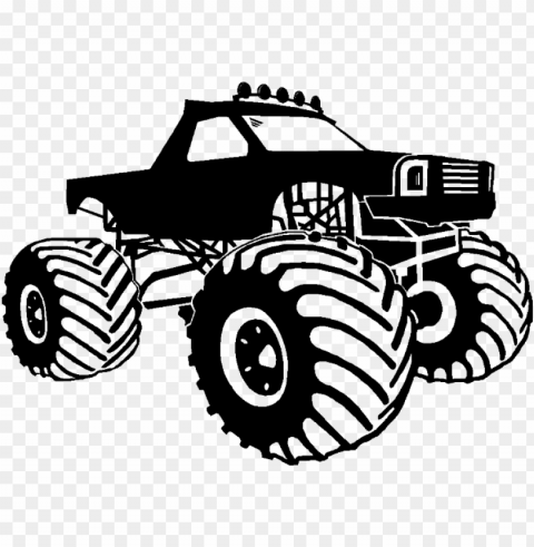 clip art royalty free library collection of black and - black and white monster truck ClearCut Background PNG Isolated Subject