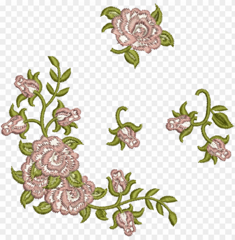 clip design embroidery royalty free library - flower embroidery design Isolated Illustration in Transparent PNG